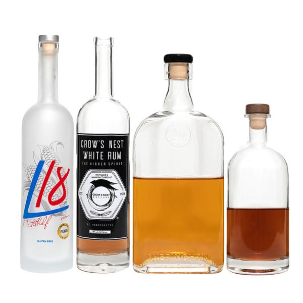Sample Freely Industrial 300ml 750ml 1L Empty Glass Liquor Wine Bottles with Cap