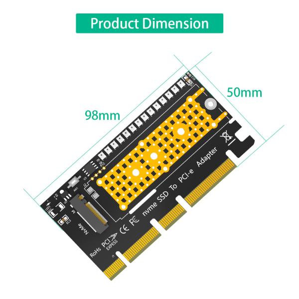 M.2 nvme SSD на PCI-E 4X/8X/16X адаптер с 3528 Цветными светодиодами