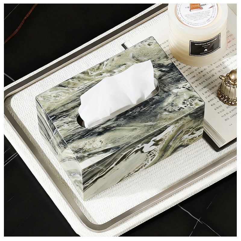 Wholesale Luxury Modern Marble Tissue Paper Storage Box for Living Room Dining Tables Desktop
