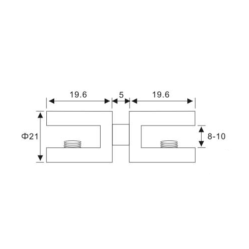 Fixed Glass Holder YS-029M, Zinc Alloy,  for glass 8-10mm, finishing chrome or Satin