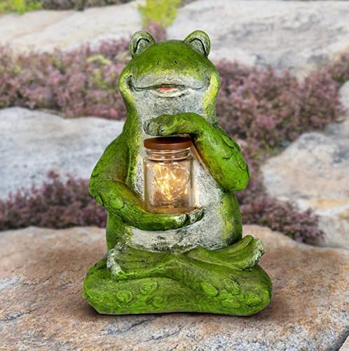 1 AA Batteries 14 Inches Solar Frogs Garden Figurines