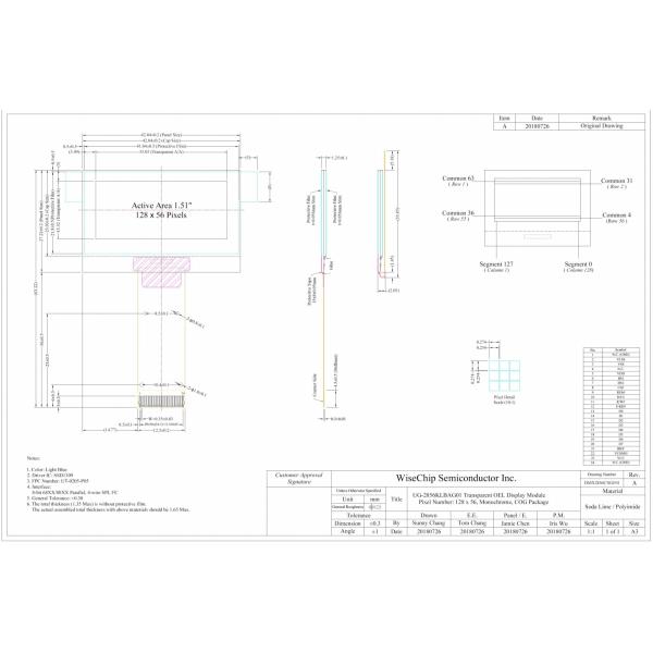 1.51 Inch Oled Display Transparent Oled 128x56 Pixels