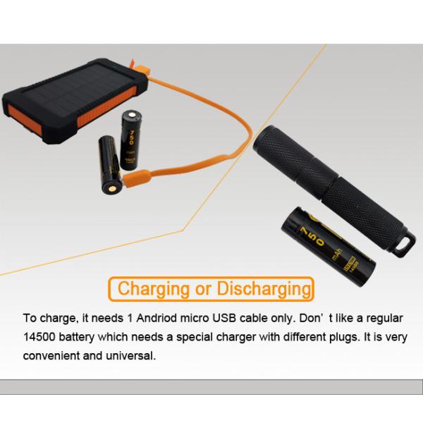 14500 Li Ion Rechargeable Batteries 1100mAh With 500 Cycles Life