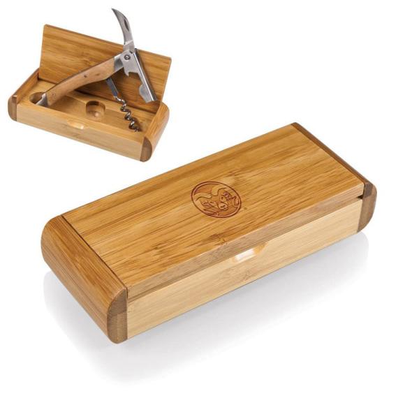 Design funcional Caixa de presente de escultura de bambu Triturador de cortiça de luxo 31.75 x 31.75 x 19cm