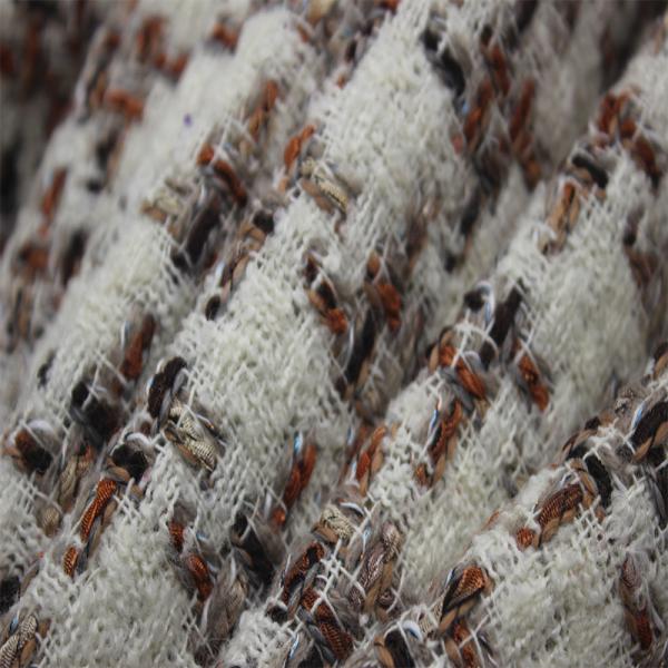Stock Luxury Yarn Dyed Worsted with Wool Tweed Fabric for Autumn and Winter Dresses Women's Coat Clothing Jack