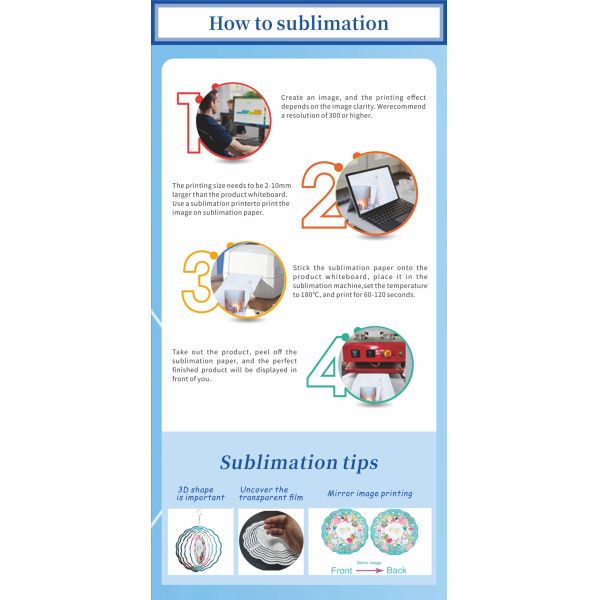 ZELOYAUT Wholesale Sublimation Blanks Aluminium Sublimation House Wind Spinners 3/8/10 Inch Metal Crafts Outdoor Ornaments Gifts