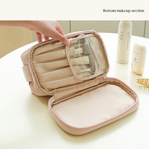Custom Wholesale Double Layer PU Luxury High-End Travel Makeup Case Organizer Cosmetic Bags For Women