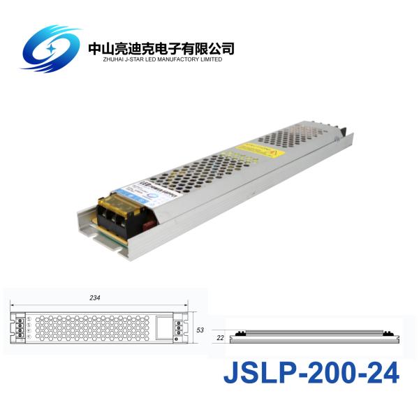 Reliable Outdoor 200W IP20 Slim LED Power Supply 24 Volt Nature Cooling