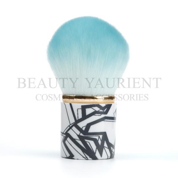 Gold Ring Soft Short Kabuki Brush 360degree Head Transfer Printing On Handle