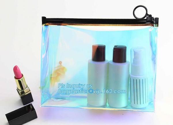 pencil case zipper slider travel cosmet bag, slider zipper clear transparent pvc packaging cosmetic bag, slider lock zip