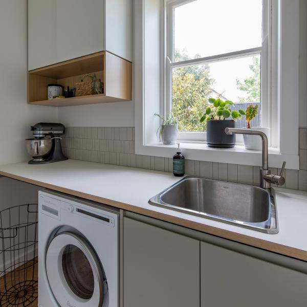Light Green Melamine Kitchen Cabinet Handless Kitchen Cabinet