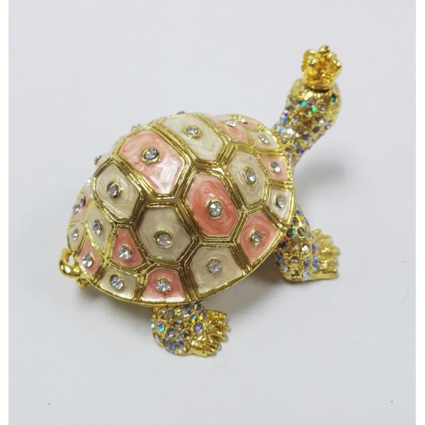Fashion Wholesale Metal Crystal turtle trinket box Metal crown turtle trinket box