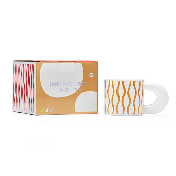 Ready To Ship In Stock Unique Handmade Ceramic Mugs Colorful Striped Pattern Tea Milk Porcelain Mug 3d