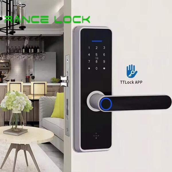 35mm - 60mm Fingerprint Scanner Door Lock Black Wifi Hotel Lock TTlock