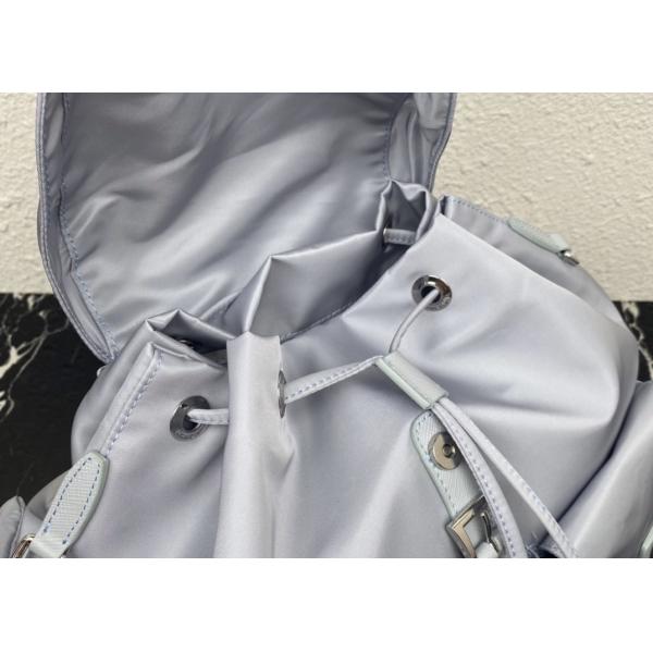 Detachable Small Blue 30cm Womens Nylon Backpack Triangle Logo