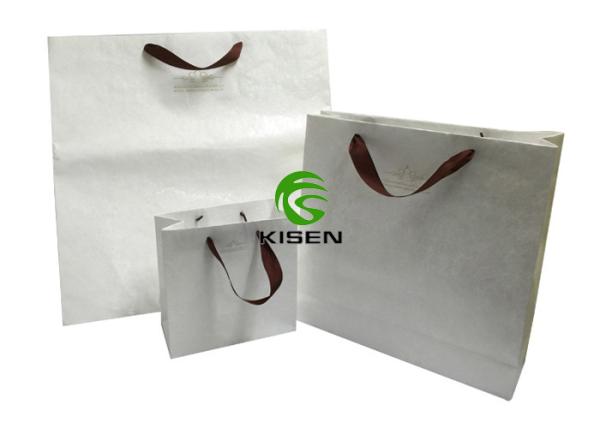Elegant Luxury Paper Grocery Bags , Easy To Carry Plain Paper Bags With Ribbon Handles