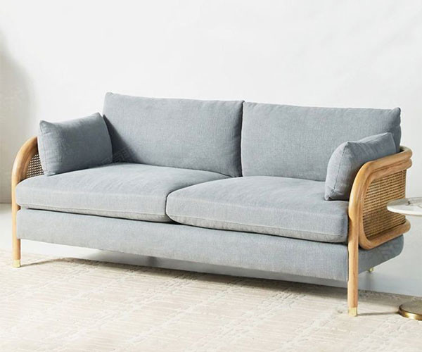 2 софа комнаты прожития 3 частей секционная с ротанга гостиной Recliners бархатом розового плетеным