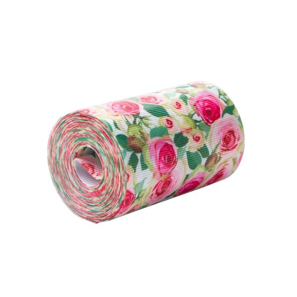 Thermal Transfer Print 3 Inch Grosgrain Ribbon By The Yard Single Face Rose Pattern