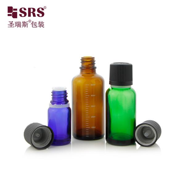 5ml 10ml 15ml 30ml 50ml 100ml 18/415 Empty Glass Bottles With Child Resist Cap Pattern Essential Oil Bottle Luxury