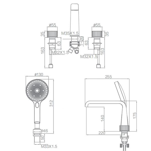 Латунный смеситель ливня ванны, горячий ливень руки ванны холодной воды