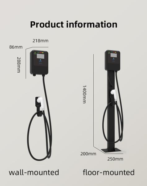 220V/7KW/32A Black Wall-Mounted / Post-Type Electric Vehicle Charging Pile Electric Vehicle Charger