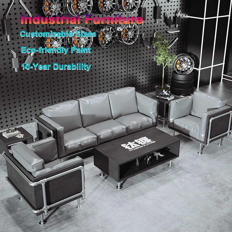 Industrial Metal Booth Sofa Set with 1mm Iron Plate and High-Temperature Spray-Painted Finish in Customizable Colors