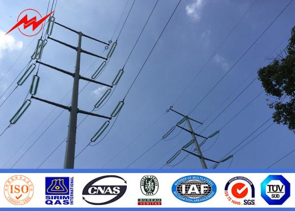 Polygonal 40FT 69kv Metal Steel Utility Poles Galvanized Surface Treatment ASTM A123