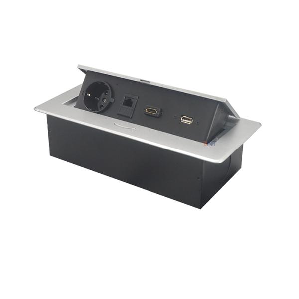 Zinc Alloy Hidden Conference Table Pop Up Socket 7mm Thickness
