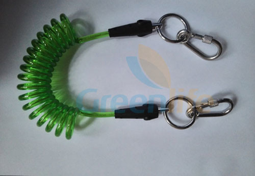 Strong Cable Wire Transparent Green Extendable Safety Spring Tool's Leash