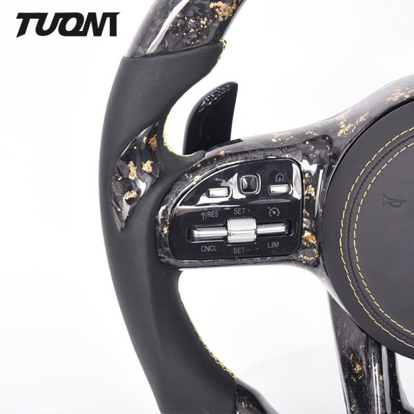 Custom Led Gold Foil Pattern Mercedes Benz Steering Wheel Forged Carbon Fiber