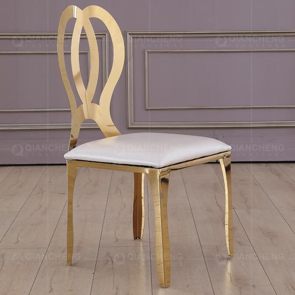 Upholstered 48x53x91cm SS Dining Chairs Mirror Polished For Party Event Wedding