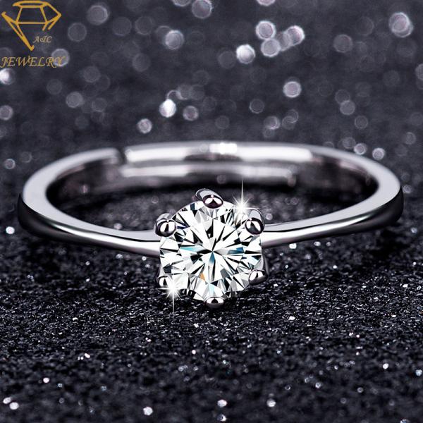 Rhodium Plating 925 Sterling Silver Diamond Ring Pave Setting