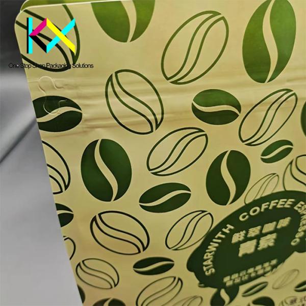 CTP Printing Kraft Paper PLA Biodegradable Coffee Bags With Valve And Zipper