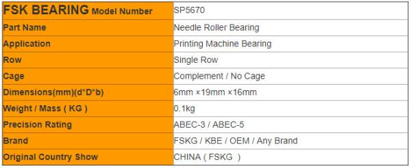 Eccentric SP5670 INA  Needle Roller Bearings Printing Machine Accessories