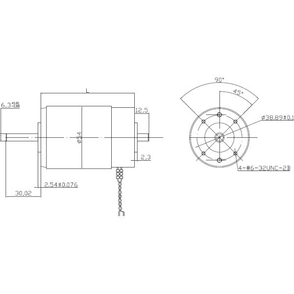 48V Ball Bearings 54mm Permanent Magnet Brushless DC Motor