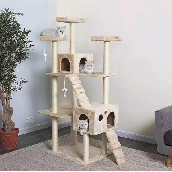 Fun Play Multi Level Luxury Cat Tree Furniture with Scratching Post Condo Platforms