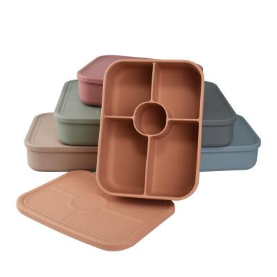 Silicone Lunch Container with Leakproof Lids, Silicone Bento Box Microwavable Lunch Box for Work Picnics