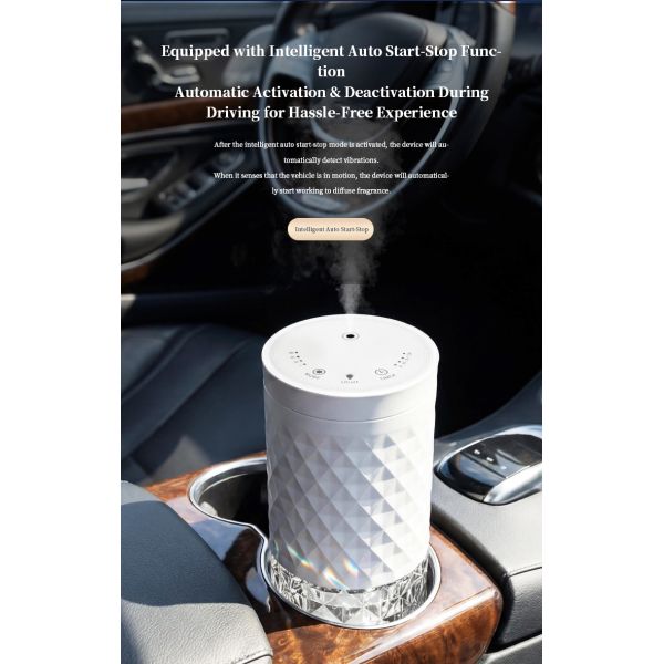Smart Start-Stop Car Aroma Diffuser with Bluetooth App Control and Compact Portable Design