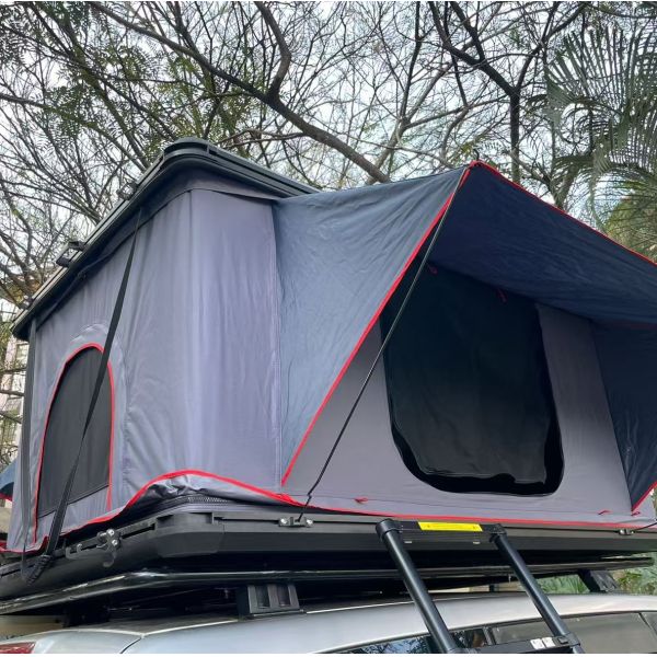 Waterproof Hard Shell Roof Top Tent for 6-Person Jeep SUV Wrangler Aluminum Fold Car Tent with Ladder Accessory