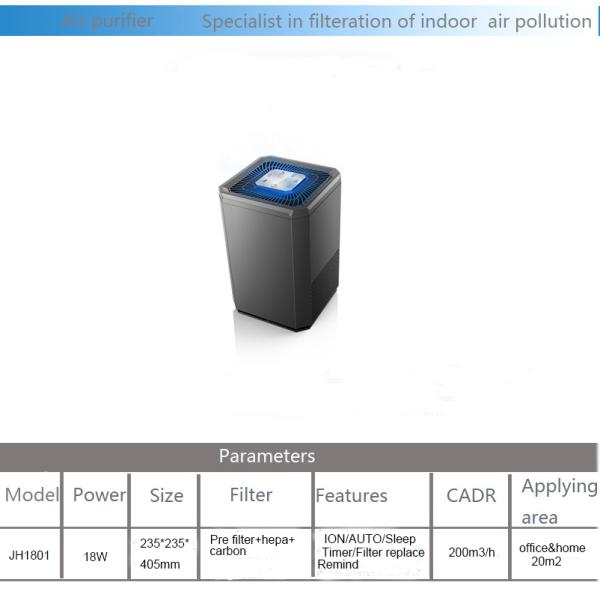 H12 200m3/h 18w 12h ultra quiet air purifier for home