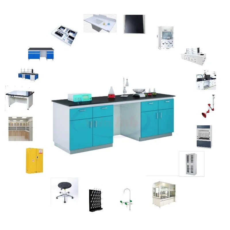 H Frame Laboratory Island Bench Commercial Modular Lab Workbench With Steel Wood Cabinets Reagent Rack