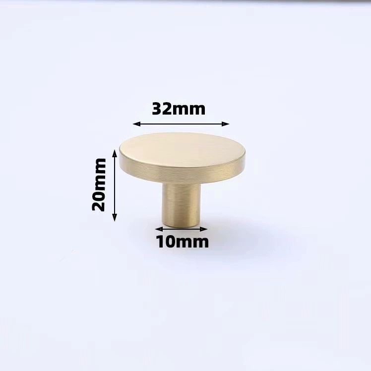 Modern Classic Round Solid Brass Knobs with Brushed Gold Finish for Dresser Drawer Bedroom & Bathroom Cabinets & Kitchen Use