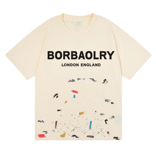 Custom Men's Acid Washed T-Shirt Gallery Street Wear Graffiti Paint Splash Cotton Wholesale Solid Pattern Knitted