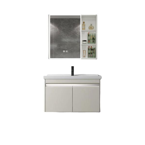 Aluminum Modern Bathroom Floating Vanity Set with Customized Size Washbasin Cabinet