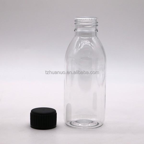 150ml PET Oval Amber Prescription Pharmacy Liquid Medicine Scaled Container with Lid