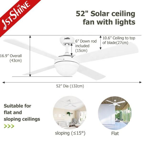 2- Ventilador de teto de economia de energia solar com baixa tensão estável e energia solar