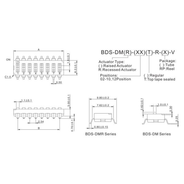 Глубокий переключатель Smd КЭПТОНА Polyimide, электрический Pin глубокого переключателя 8 циклов жизни 2 000