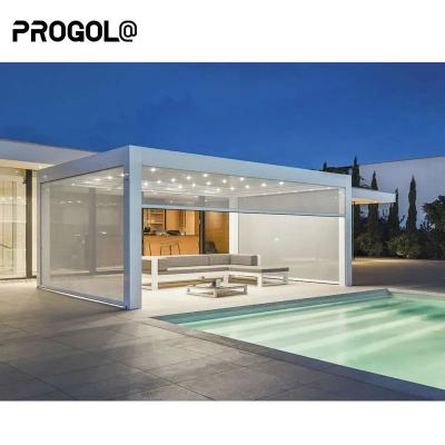 Waterproof Aluminum Pergola with Retractable Aluminum Sail Canopy