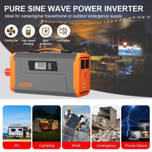 Invertisseur d'alimentation de voiture de 800W 1000w Invertisseur de véhicule 12V 24V 48V 220V CC AC Pour le camping