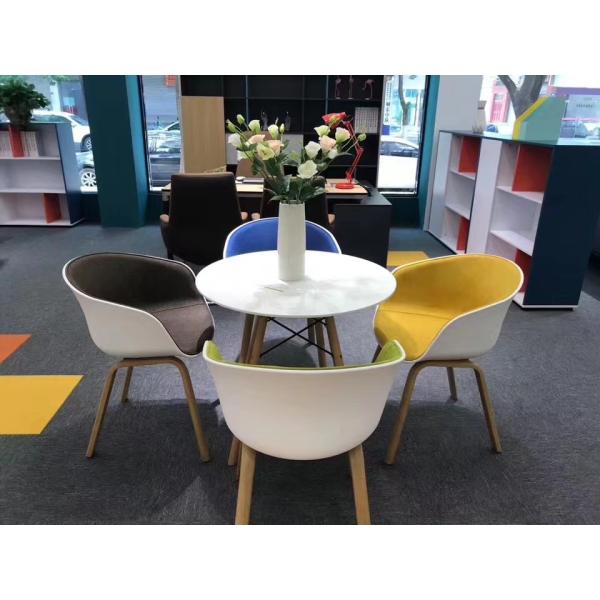 OEM Modern Fabric Dining Chairs With Wooden Legs 60cm